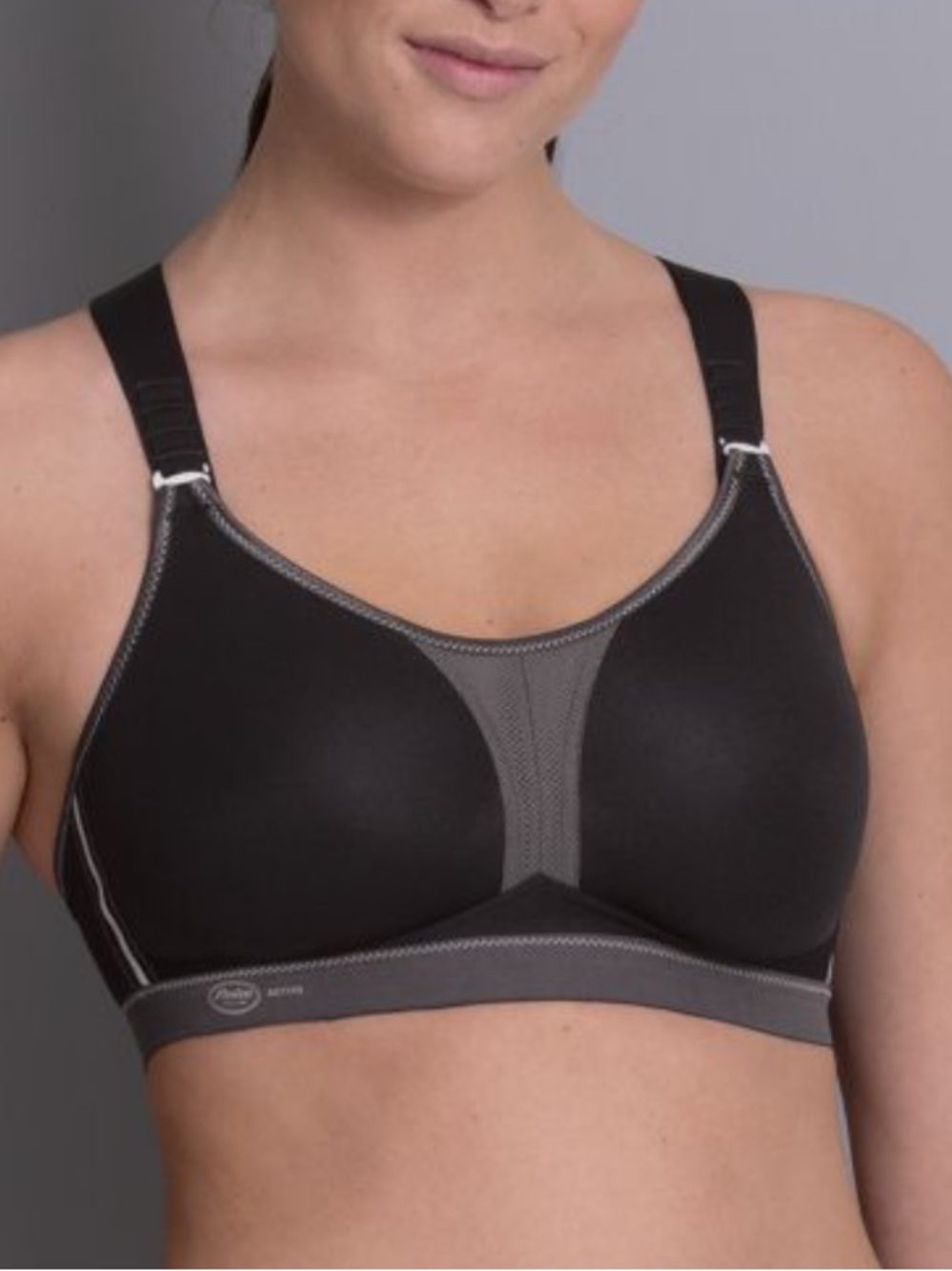 Anita Black and Gray Dynamix Star Sports Bra- 34D